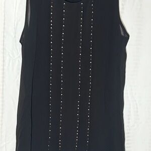 Neiman Marcus, Black Sleeveless Top with Studded Detail